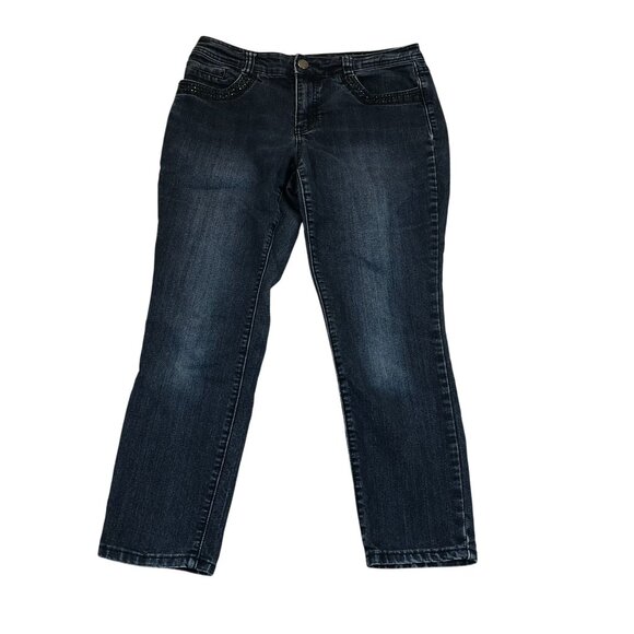 Christopher & Banks Womens Straight Jeans Size 8P Blue Denim Medium Wash Y2K - Picture 1 of 16